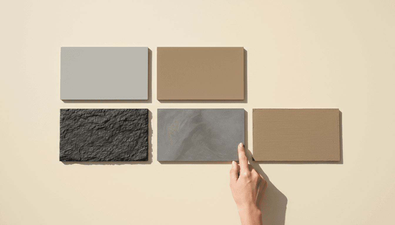Microcement finish and color samples showing design customization options