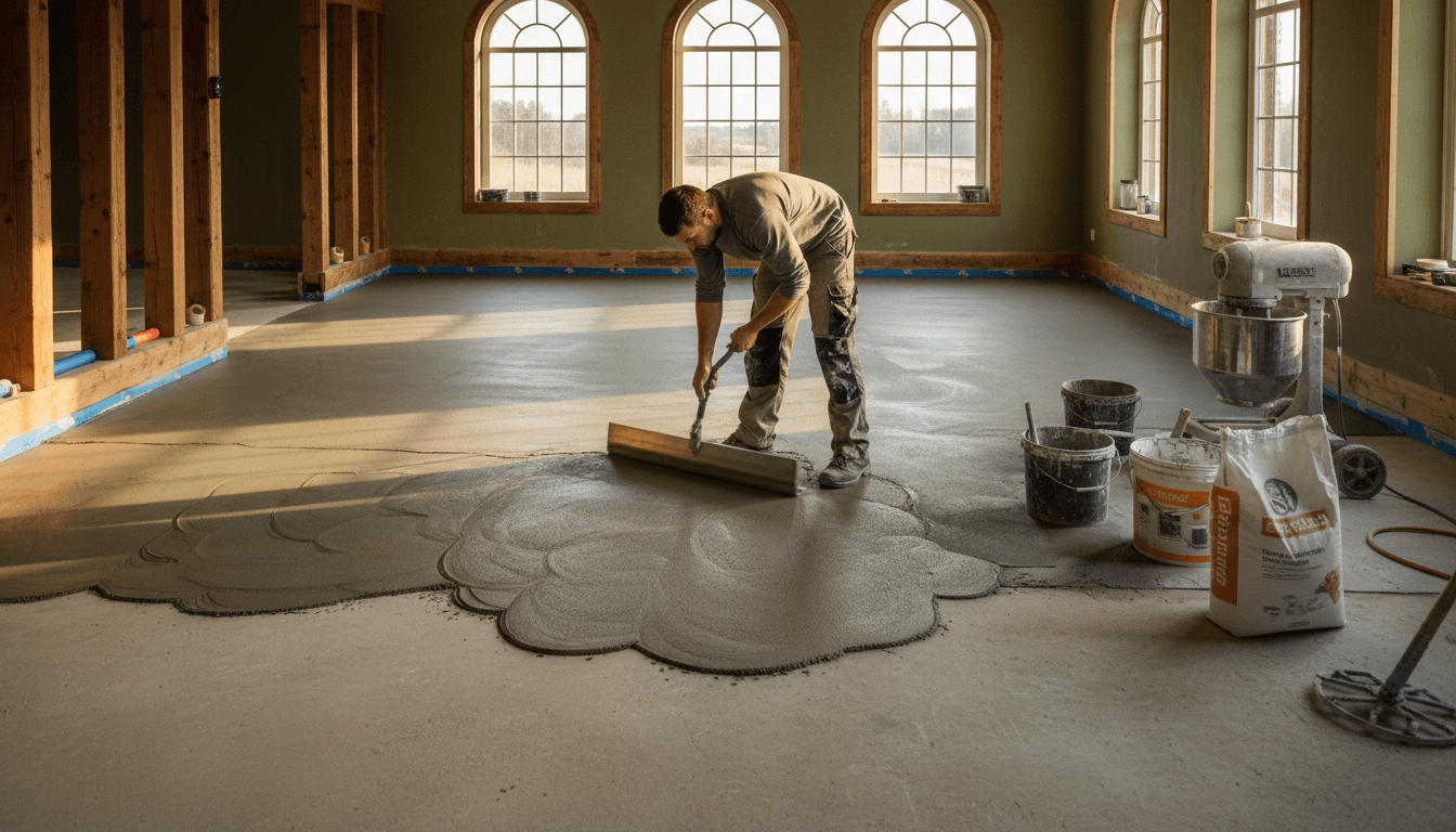 Professional microcement installation process showing fast application technique