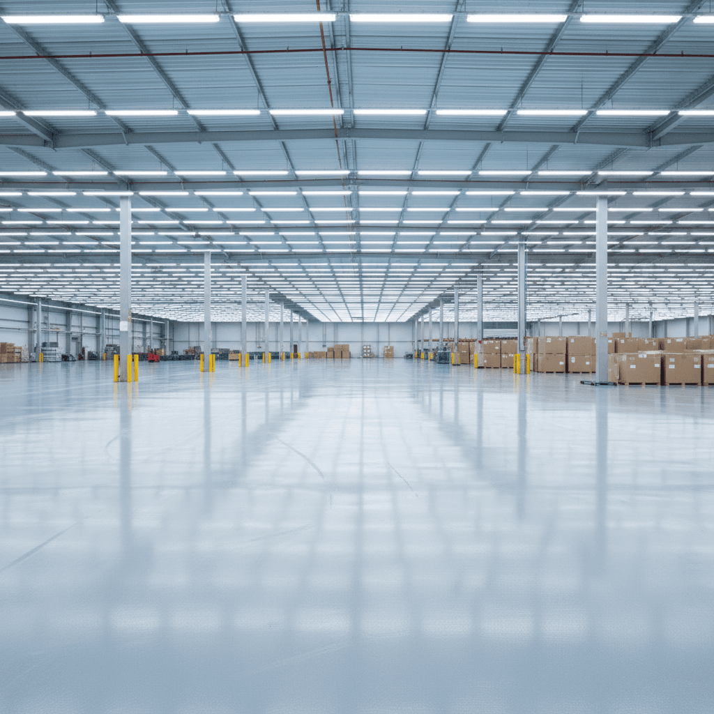 Epoxy-coated warehouse flooring