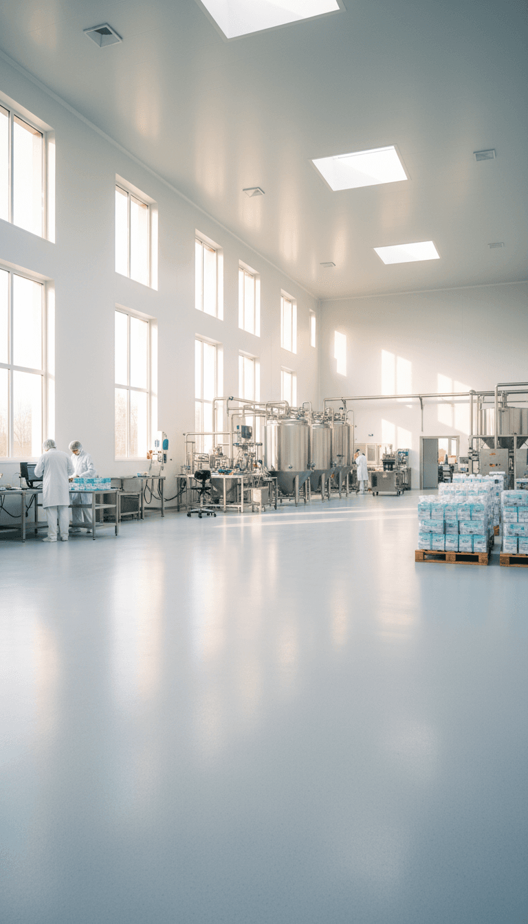 Commercial facility with completed PU flooring installation