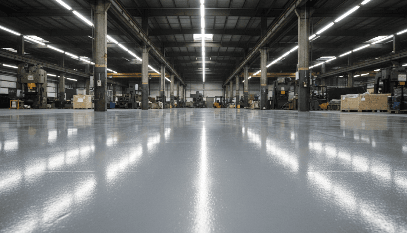 Pristine industrial epoxy flooring in a Singapore warehouse facility